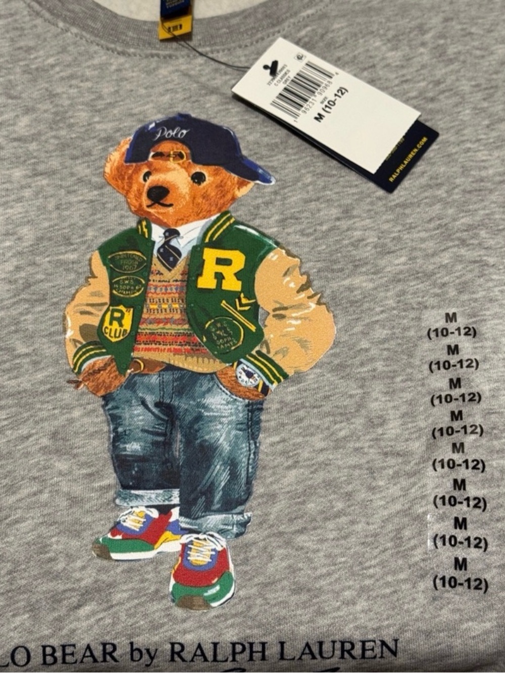 Ralph Lauren Grey Polo Bear Big Kid Sweatshirt Medium